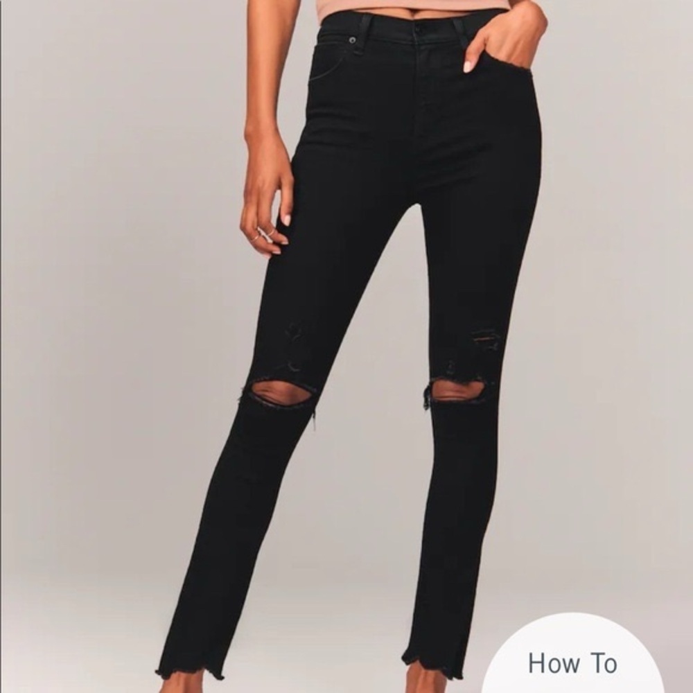 Abercrombie & Fitch The Super Skinny Ankle High Rise Black Jeans